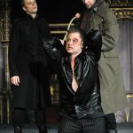 George Naylor, James Chalmers and Kieran E. Sims as Sir Thomas Vaughan, Duke of Buckingham and Lord Grey"